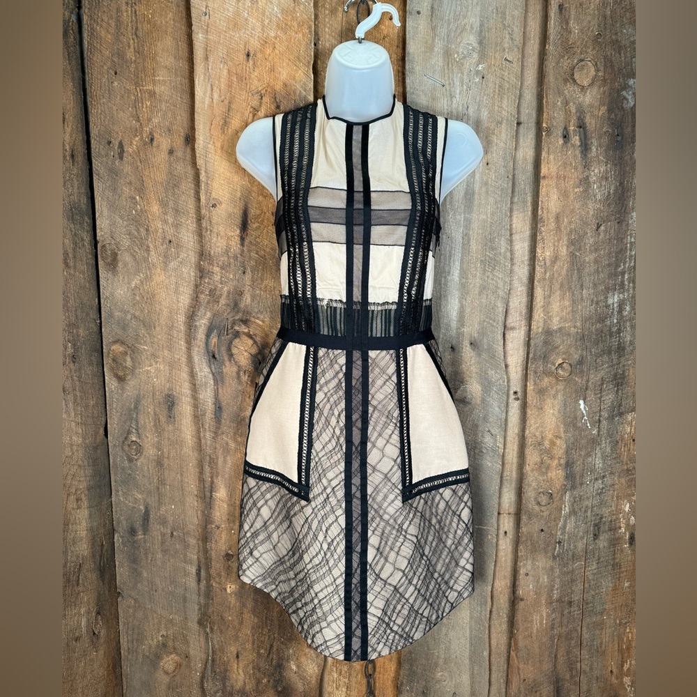 3.1 Phillip Lim Tan and Black Lace Dress - Size 2